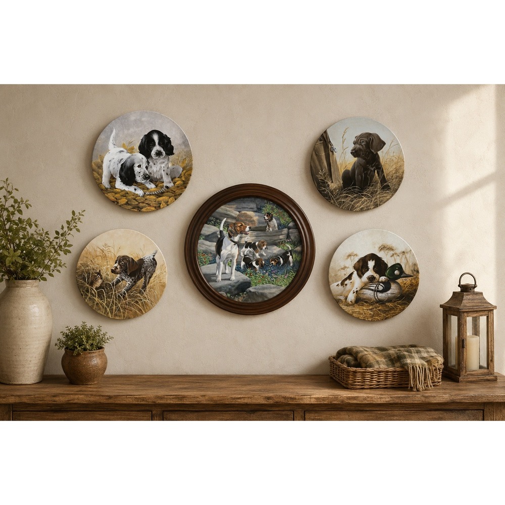 Vintage 1989 Dog Collector Plates Set of 5 Knowles Hamilton Collection